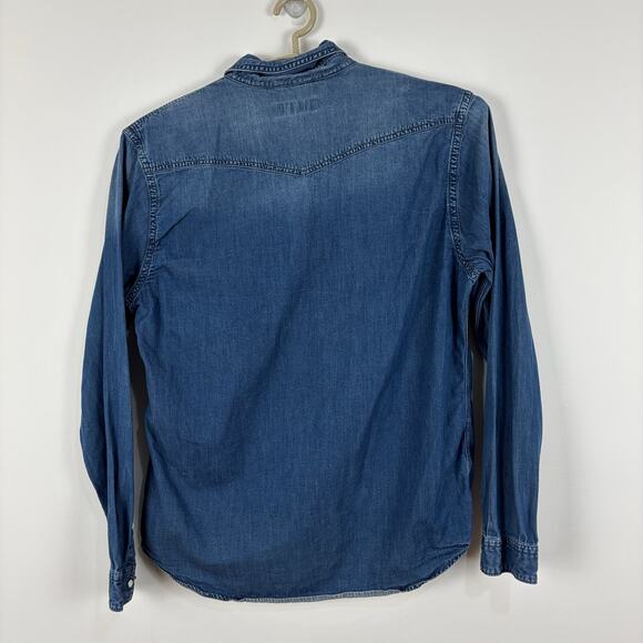 Express Chambray Denim Pearl Snap Western Shirt Large - Picture 5 of 7